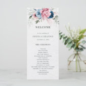 Blush Navy Blue Soft Pastel Pink Blues Hochzeit Programm (Stehend Vorderseite)