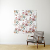 Blush Navy Blue Soft Pastel Pink Floral Wandteppich (Beispiel)