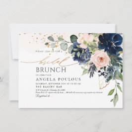 Blush Navy Blue Watercolor Blume Bridal Brunch Einladung