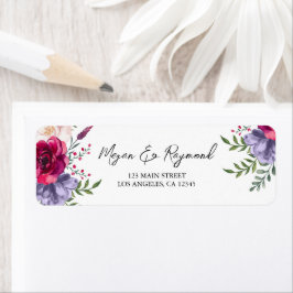 Blush & Navy Blue Watercolor Floral Label