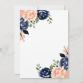 Blush & Navy Blume Brautparty Brunch & Bubbly Einladung (Rückseite)