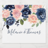 Blush & Navy Blume Hochzeitsfeier Bierflaschenetikett (Einzelnes Label)