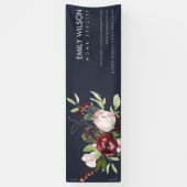 BLUSH NAVY BURGUNDY PROTEA FLORAL BUSINESS BANNER (Vertikal)