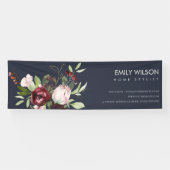 BLUSH NAVY BURGUNDY PROTEA FLORAL BUSINESS BANNER (Horizontal)