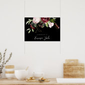 BLUSH NAVY BURGUNDY PROTEA FLORAL BUSINESS POSTER (Küche)