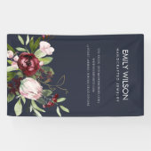 BLUSH NAVY BURGUNDY PROTEA FLORAL BUSINY BANNER (Horizontal)