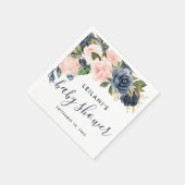 Blush Navy Cascade Watercolor Babydusche Serviette (Ecke)
