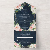 Blush Navy Dusty Blue Floral Geometric Botanical All In One Einladung (Innen Boden)