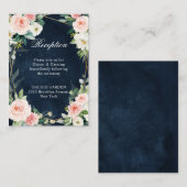 Blush Navy Dusty Blue Floral Geometric Botanical Begleitkarte (Vorne/Hinten)