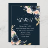 Blush & Navy Elegante Moderne Paare Dusche Einladung (Vorne/Hinten)