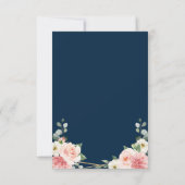Blush Navy Floral Geometric Botanical Wedding RSVP Karte (Rückseite)