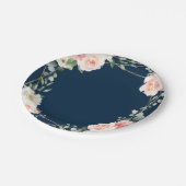 Blush Navy Floral Gold Geometric Botanical Wedding Pappteller (Schrägansicht)