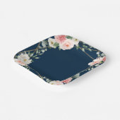 Blush Navy Floral Gold Geometric Botanical Wedding Pappteller (Gewinkelt)