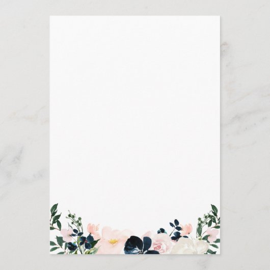 Blush Navy Illustrierte Hochzeitzeitzeitschrift Programm (Rückseite)