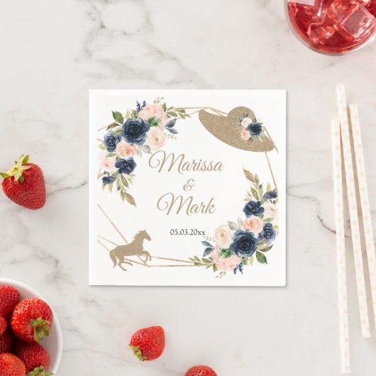 Blush & Navy Kentucky Derby Wedding Serviette (Beispiel)
