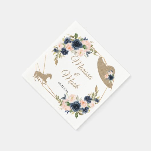 Blush & Navy Kentucky Derby Wedding Serviette (Ecke)