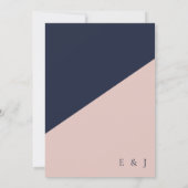 Blush Navy Moderne Hochzeitseinladung Einladung (Rückseite)