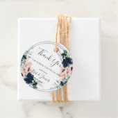 Blush Navy Rose Floral Silver Wedding Vielen Dank Geschenkanhänger (Beispiel)