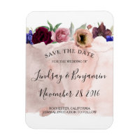 Blush Navy und Burgund Floral Save the Date
