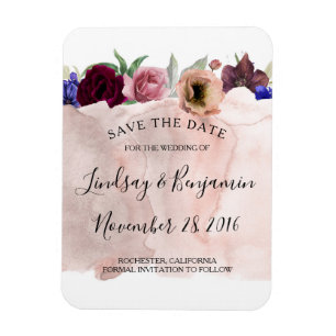 Blush Navy und Burgunder Blumen Save the Date Magnet