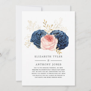 Blush, Navy und Gold Floral Reduced Wedding Gast Ankündigung