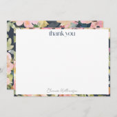 Blush Navy Wasserfarbe Blumenbenutzerdefiniertes B Dankeskarte (Vorne/Hinten)