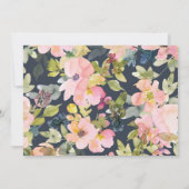 Blush Navy Wasserfarbe Blumenbrunch Bubbly Bridal Einladung (Rückseite)