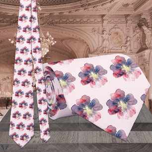 Blush & Navy Wasserfarbenblütenhochzeit Krawatte
