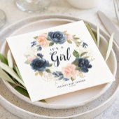 Blush Navy Wreath Watercolor Babydusche Napkins Serviette