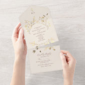 Blush Neutral Floral All-in-One Einladung (Abreißen)