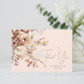 Blush Neutral Floral Danke Notizkarte (Stehend Vorderseite)