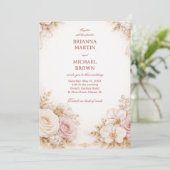 Blush Neutral Floral  Einladung (Stehend Vorderseite)