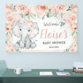 Blush Niedlich Elephant Baby Dusche Hintergrund Banner (Messe)