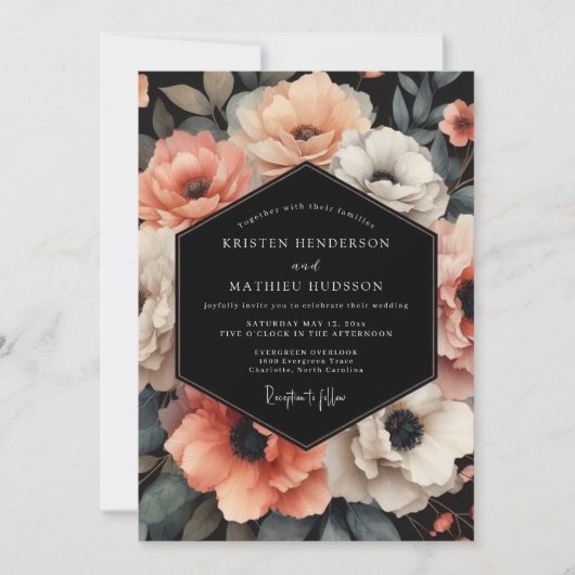 Blush Nocturne Bloom Hochzeit Einladung (Vorderseite)