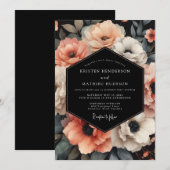 Blush Nocturne Bloom Hochzeit Einladung (Vorne/Hinten)