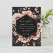 Blush Noir Bloom Wedding Einladung (Stehend Vorderseite)