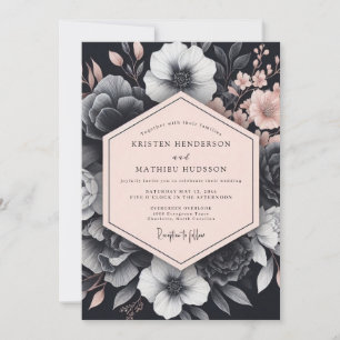 Blush Noir Chiaroscuro Flora Hochzeit Einladung