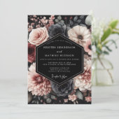 Blush Noir Chiaroscuro Hochzeit Einladung (Stehend Vorderseite)