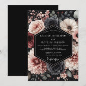 Blush Noir Chiaroscuro Hochzeit Einladung (Vorne/Hinten)
