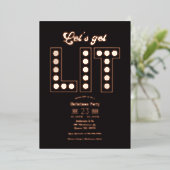 Blush Noir Let's Get Lit Retro Christmas Party Folieneinladung (Stehend vorne)