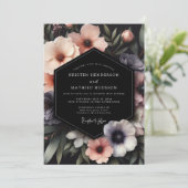 Blush Noir Moody Wedding Einladung (Stehend Vorderseite)
