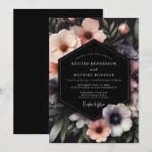 Blush Noir Moody Wedding Einladung (Vorne/Hinten)
