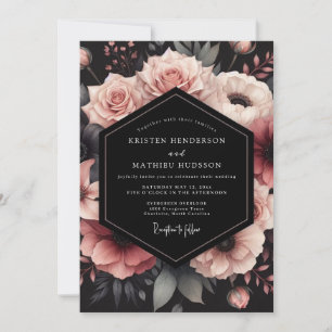 Blush Noir Petal Hochzeit Einladung