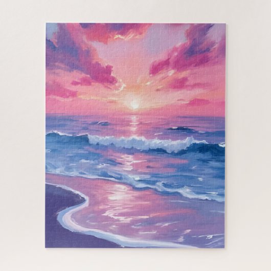 Blush Ocean Sunset Waves Watercolor Puzzle (Vertikal)
