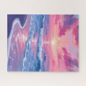 Blush Ocean Sunset Waves Watercolor Puzzle (Horizontal)