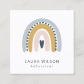 BLUSH OCHRE NAVY SCANDI HEART RAINBOW BABYSITTER QUADRATISCHE VISITENKARTE (Vorderseite)