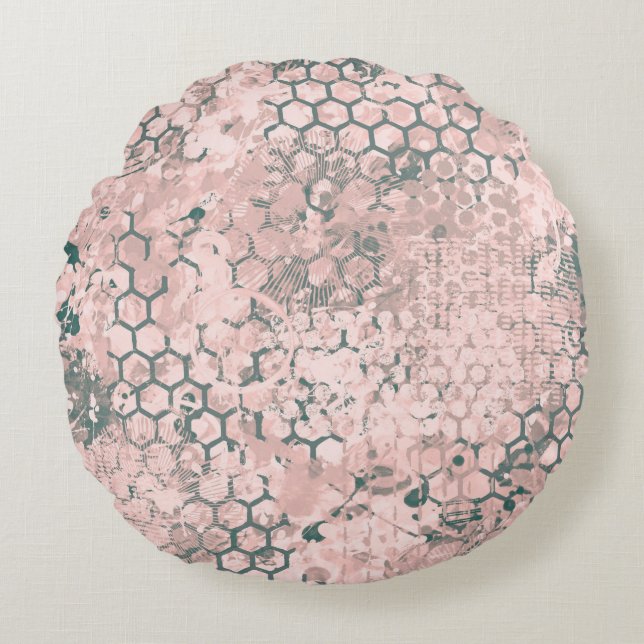 Blush Odyssey Rundes Kissen (Vorderseite)