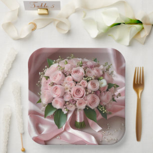 "Blush of Love: Ein Strauß zeitloser Romantik" Pappteller