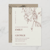 BLUSH OFF WHITE LINIE ZEICHNEND BLUSH SAVE THE DAT ANKÜNDIGUNGSPOSTKARTE (Vorne/Hinten)