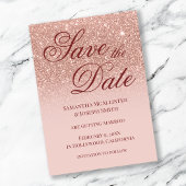 Blush Ombre Rose Gold Glitzer Save the Date Einladung